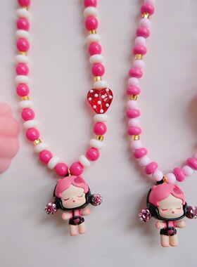 霉霉粉白撞色多巴胺吊坠项链