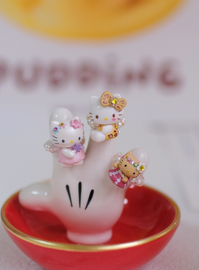 可爱萌系凯蒂猫KT卡通串珠戒指