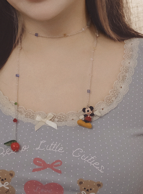 原创设计琉璃苹果手绘米奇项链