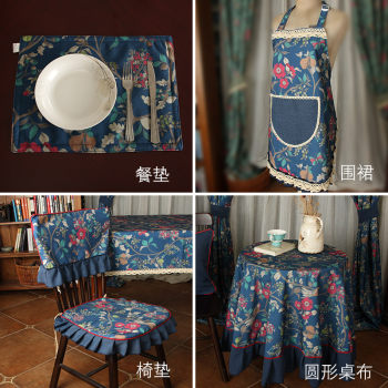 Tablecloth fabric ພືດດອກໄມ້ຝ້າຍ linen retro ອາເມລິກາເອີຣົບ placemat ຜ້າກັນເປື້ອນຮູບສີ່ຫລ່ຽມມົນຕາຕະລາງຮອບຂະຫນາດໃຫຍ່ custom