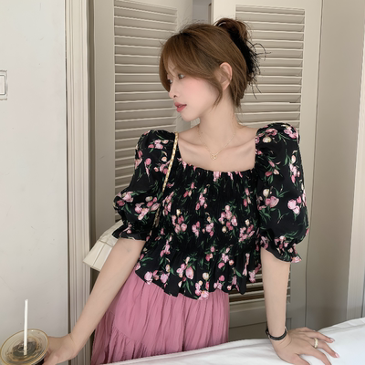 ZM法式复古格子无袖背心女夏季收腰设计感小众褶皱别致V领上衣