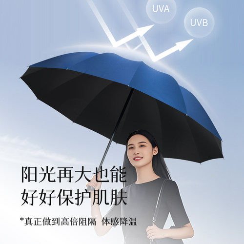 12骨手动折叠雨伞男女超大号加固抗风晴雨两用学生防晒遮阳太阳伞 - 图1