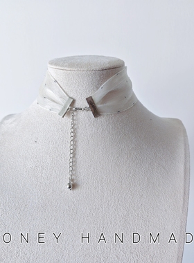 Vintage古着 黑色蕾丝蝴蝶短款项圈choker锁骨链复古小众丝带项链