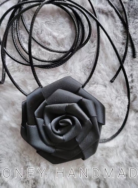 项链绑带款玫瑰花欧美范拍照道具夸张日常华丽百搭混搭系带款项圈