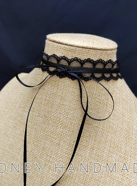 超仙白色蕾丝choker少女蝴蝶结锁骨项链长款双层颈链镂空百搭项圈