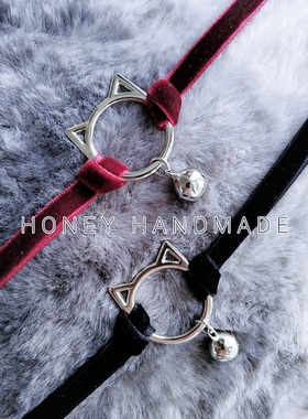 「出逃猫咪」丝绒小众设计纯欲风铃铛少女日系y2k原宿禁欲系颈带