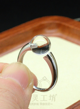 银湾灵露白水晶S925开口女戒