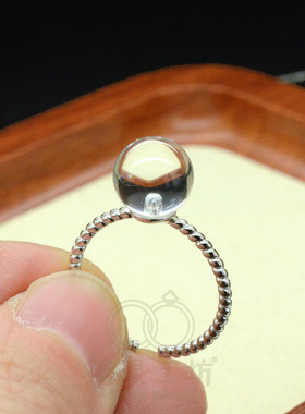 麻纹灵露S925银白水晶极简戒指女