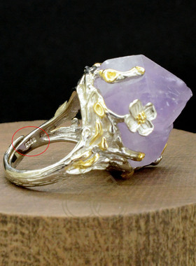 婆婆纳紫水晶戒指S925银小众设计