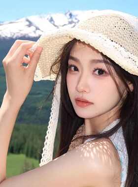 夏季草编防晒帽子女2024新款田园