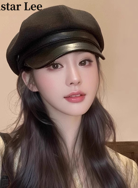 Monstar Lee高级感美拉德贝雷帽女秋冬鸭舌八角帽显脸小百搭画家