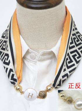 韩版女磁扣项链丝巾护颈小领巾
