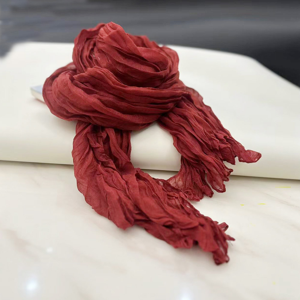 日系棉麻围巾百搭褶皱纯色丝巾女秋冬保暖文艺薄款披肩韩版围脖,淘宝优惠券,粉丝福利购,淘宝优惠卷