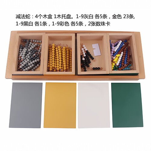 蒙特梭利加法蛇 减法蛇蒙氏数学教具蒙台梭利接龙减龙游戏幼儿园 - 图1