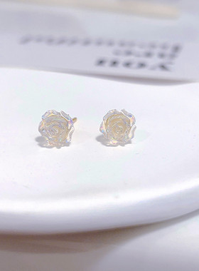 爱唯雅s999纯银玫瑰花耳钉