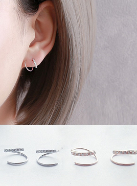 弹簧圈圈螺旋网红耳饰品锆石日韩