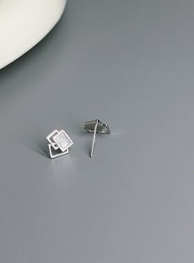 爱唯雅 925银几何菱形耳钉女小众设计耳环睡觉免摘养耳洞纯银耳饰
