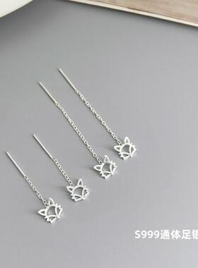 爱唯雅999足银狐狸耳线短款