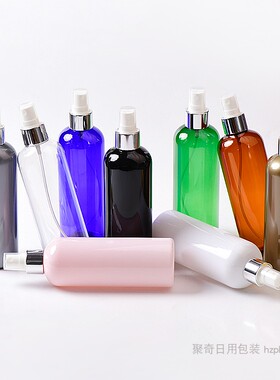 300ML毫升电化铝喷雾瓶圆肩黑色避光细雾喷瓶美容美发分装瓶PET瓶