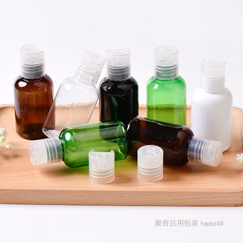 50ML矮胖千秋盖瓶化妆品小样分装塑料瓶20口径黑白棕绿透明PET瓶 - 图2