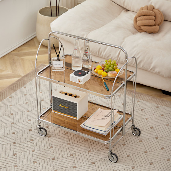 Medieval style ins antique glass foldable movable side table