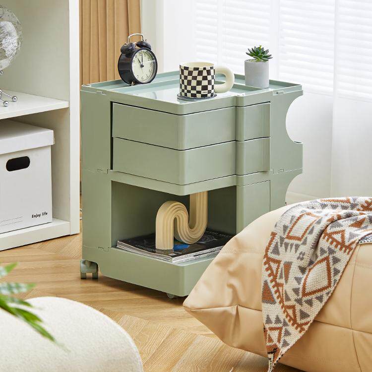 小推车置物架床头化妆品收纳柜网红ins风可移动旋转多功能收纳架