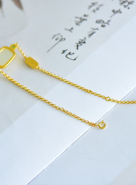 天然和田玉白玉方形手链925银镶白玉方牌手链送女友礼物简单大气