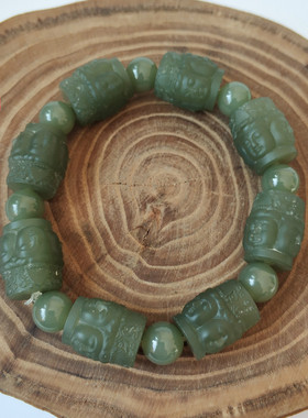 观音男款天然玉石保平安手链