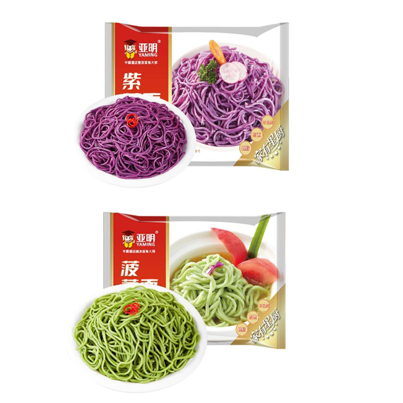 亚明菠菜面紫薯面598克粗粮果蔬鸡蛋面食挂拉面商用餐饮酒楼专用 - 图3