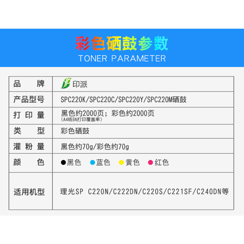 印派适用 理光C220硒鼓 SP C221SF C222dn C220n 墨盒 C240DN粉盒 - 图2