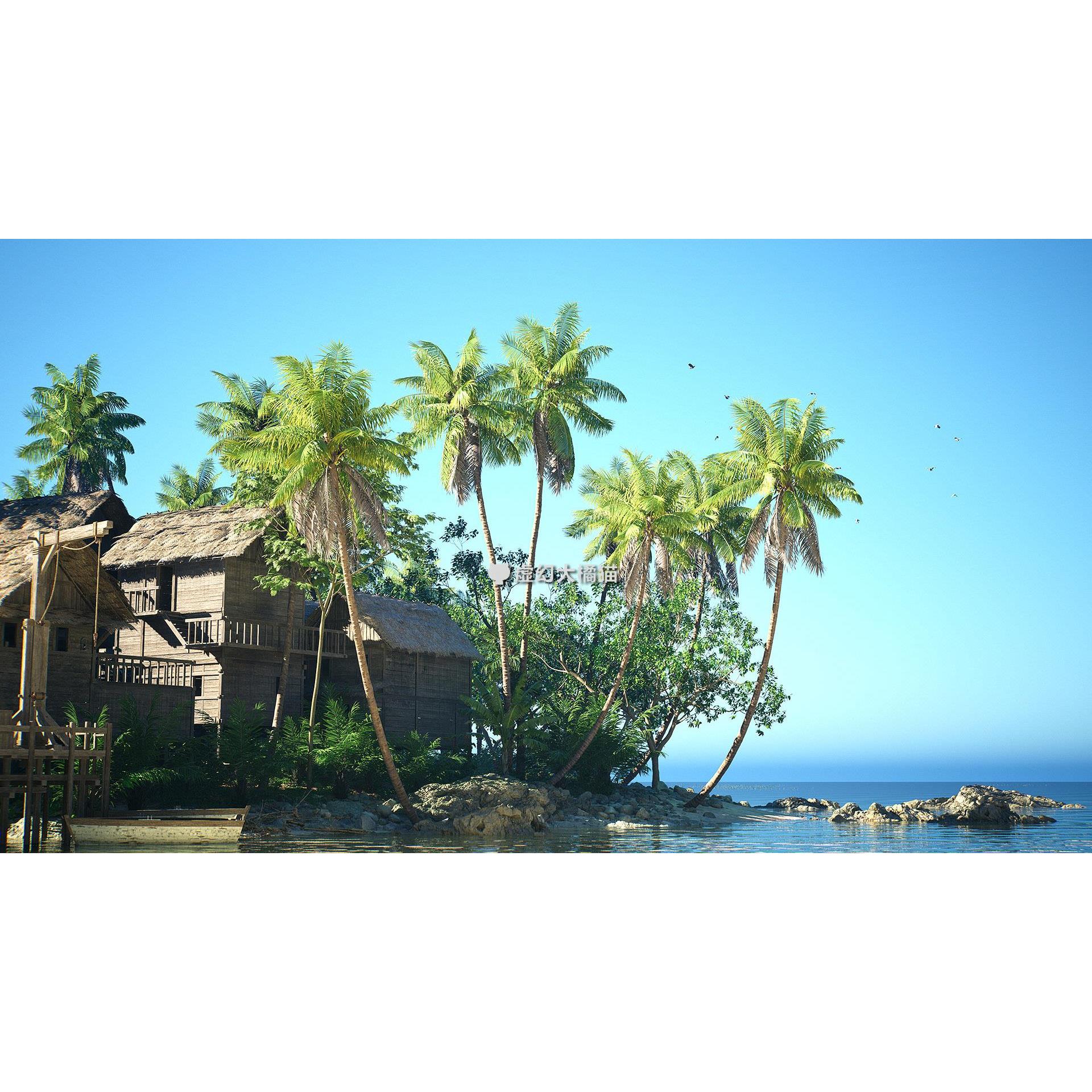 UE5 Tropical Island Pack 热带海岛屿木屋场 雨林植物岩石村庄 - 图0