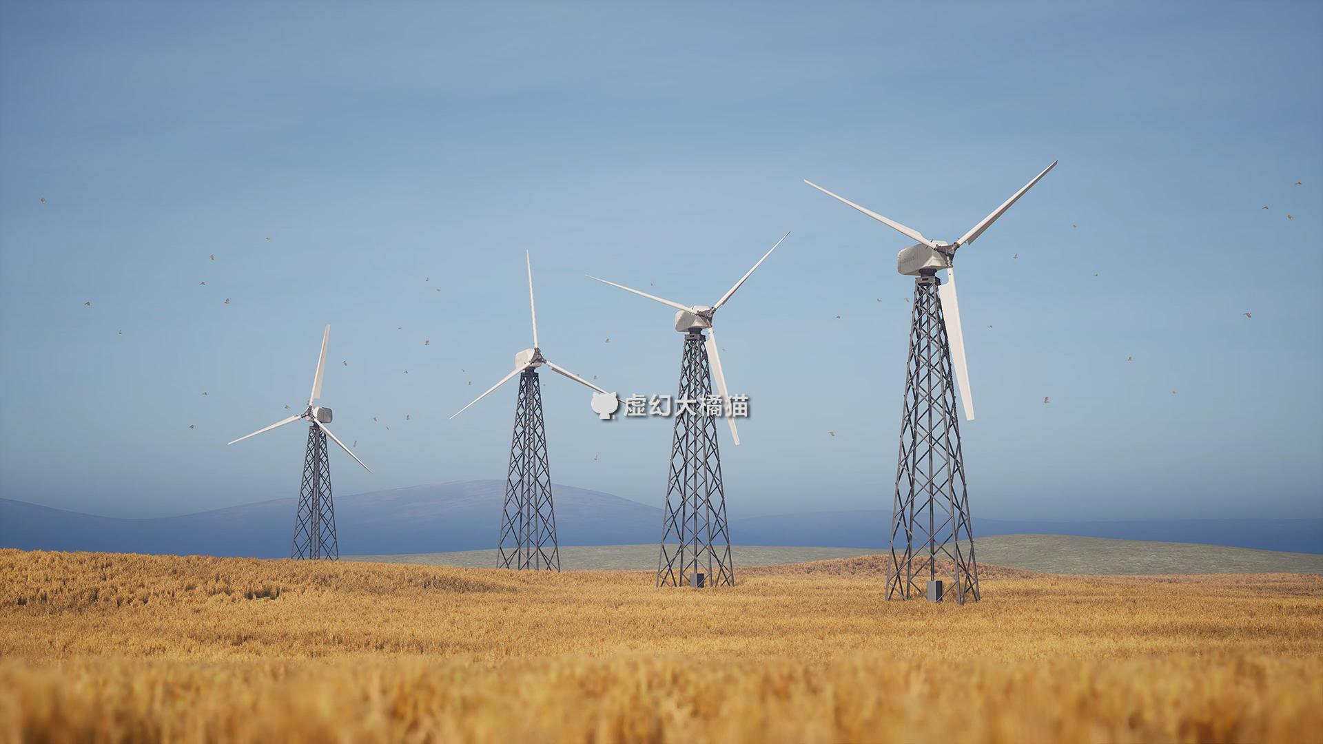 UE4虚幻5 Wind Turbines 风力发电机 涡轮 麦田 塔架 叶片 FPSTPS - 图0