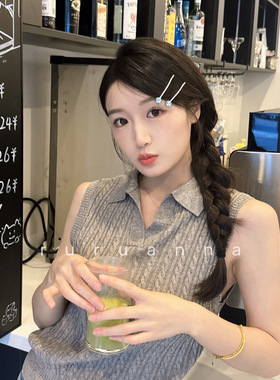 甜美轻奢水钻一字夹边夹一对