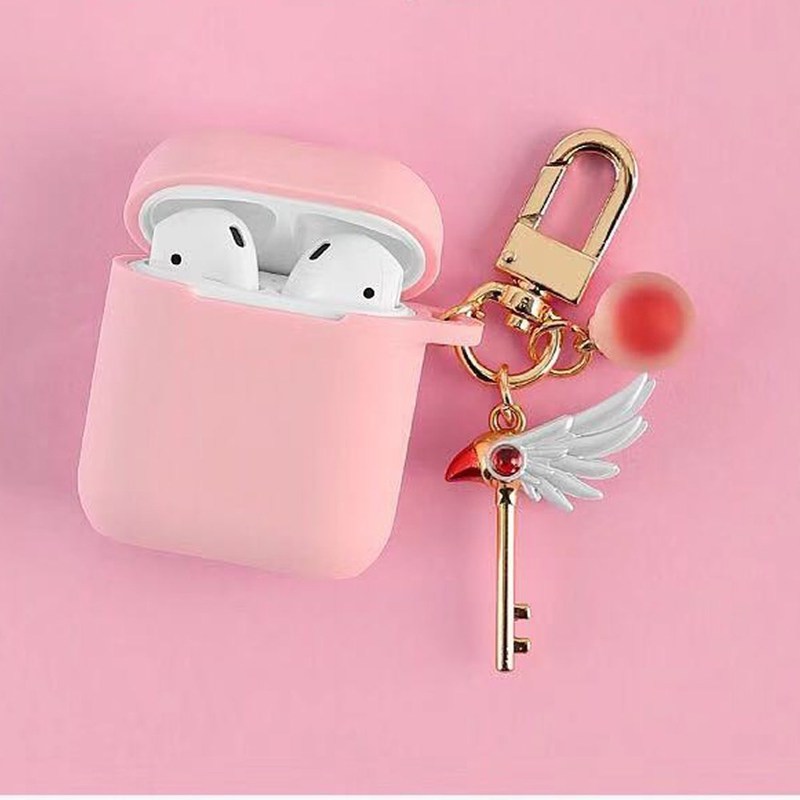 AirPods Case  Air Pods 2 Cover luxury flower Keychain wing g - 图1