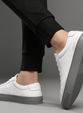 White Fashion Men's leather Sneakers Breathable Casual L