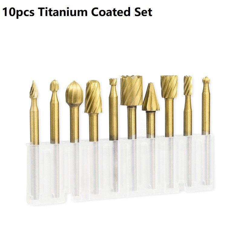 Routing Router Bit TiN Coating HSS Drilling 3mm Shank 10pcs - 图0