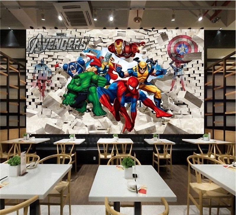 Custom Photo Wall Paper Avenger nion Hulk Spiderman 3D Stere - 图1