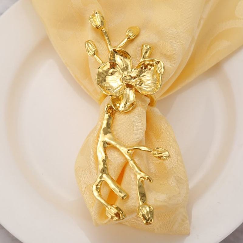 12/4 Pc Zinc Alloy Napkin Rings Napkin Holder Plum Gold/silv - 图3