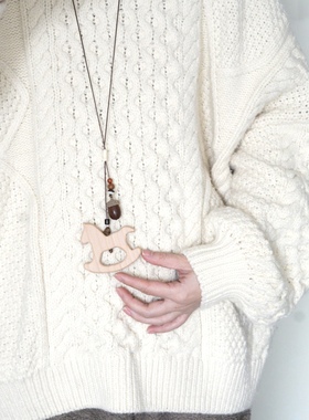 原创手作可爱木马新年马年毛衣链项链新年女生闺蜜女朋友礼物