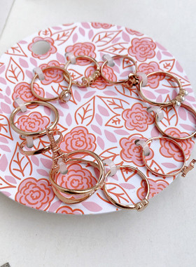 欧美外贸时尚个性简约百搭小众设计感多款粉金色高级感戒指套装