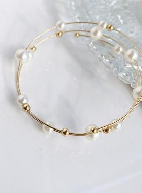 新品浪漫简约时尚手镯14k包金