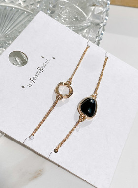 欧美外贸饰品 轻奢宝石抽拉手链女生夏ins小众设计高级感新款手饰