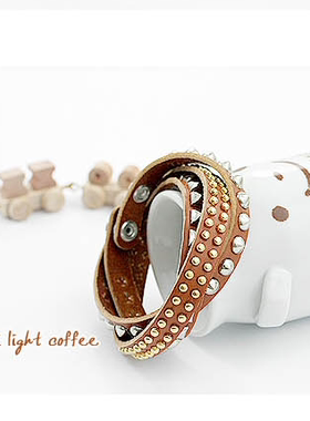 复古欧美风学生铆钉多层皮手链