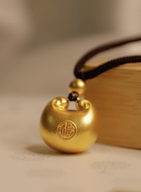 金色包包吊坠项链福字