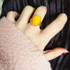 Exaggerated retro ethnic style 925 sterling silver gold-plated amber chicken oil yellow old beeswax index finger ring for mother
