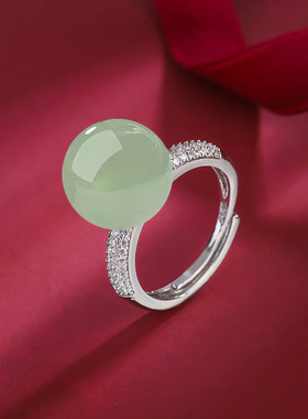 女925纯银和田玉戒指妈妈