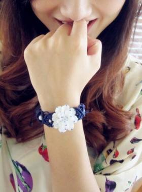 手链手工民族风蓝色女陶瓷花朵