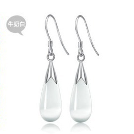 韩国学生简约气质白色水滴猫眼石