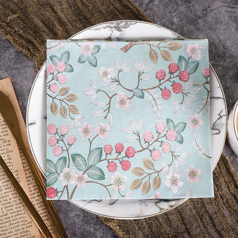 新款花草彩色印花餐巾纸 纸巾 面巾纸 婚庆摆台纯木浆纸20张,淘宝优惠券,粉丝福利购,淘宝优惠卷