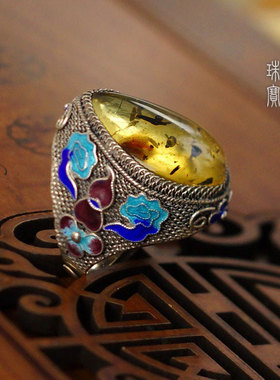 天醉吉祥掐丝手工银饰珐琅花丝